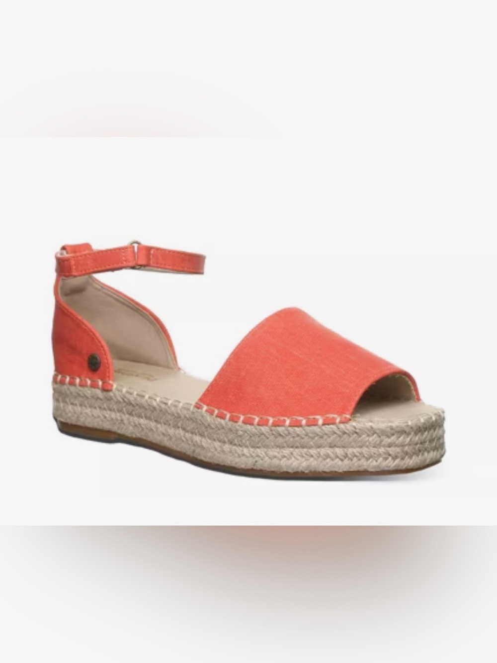 BearPaw Coral-Red Canvas Espadrille Sandals with Ankle Straps